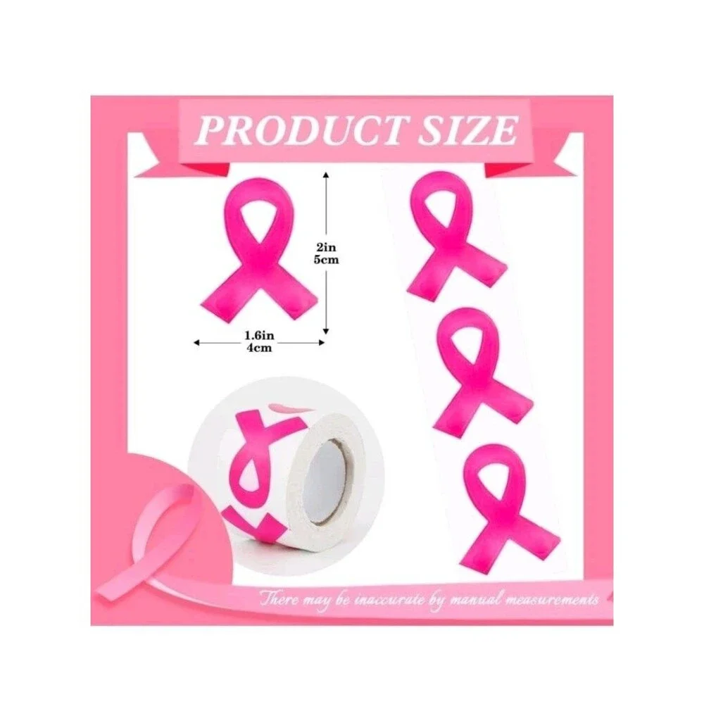 Pink Ribbon Breast Cancer Awareness Stickers - 300 Pcs, Face Stickers & Decal...